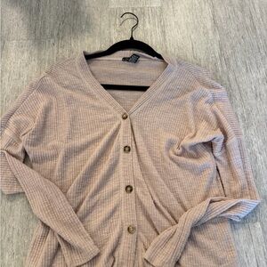 Rue21 Beige Ribbed Cardigan with Buttons